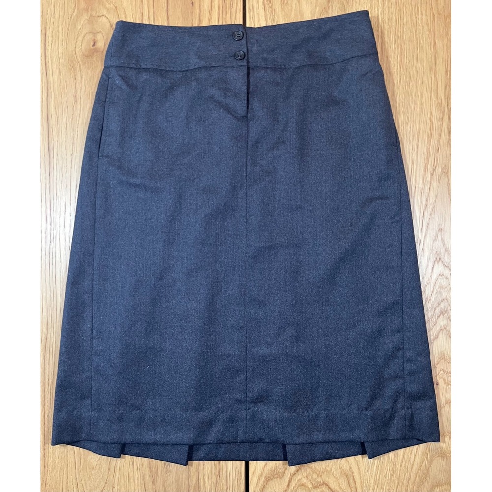 J.Crew Back Pleated Wool Skirt Womens Size 4 Gray Dark Academia Office